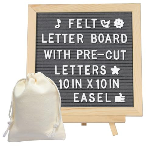 INCETUE Letterboard aus Eiche 25x25cm mit 400 Magnetbuchstaben & Zubehör – Stecktafel mit Staffelei – Premium Memoboard für Küche, Homeoffice und Geschenke