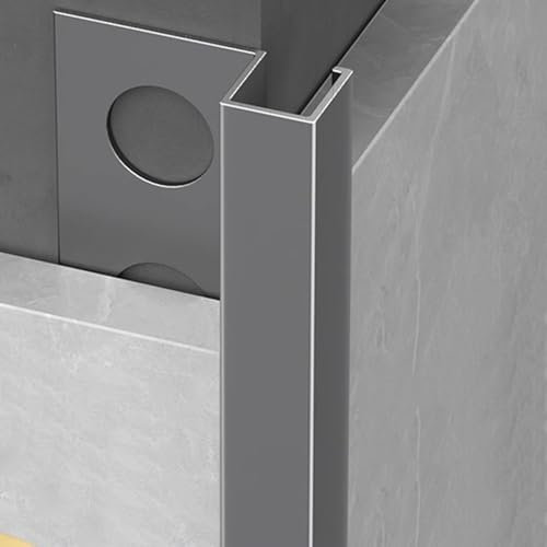 WJYWX Aluminum Tile End Strip Corner Profile, 90 Cm* 3 Pieces Decorative Angle ProfileTile Strip For Floor And Wall Edges Protective Profile(Gentleman's Gray,12mmx12mmx0.9m)