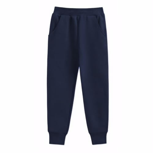 Boys Girls Joggers Elasticated Waist Unisex Kids Tracksuit Bottoms School Jog Pants for PE Lessons, Sports & Active Play 4-5 Year Navy