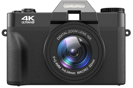 Korons Appareil Photo Numérique - 4K Caméra Compacte Appareil Photo Numérique, Adultes Débutants (Noir,32GB)