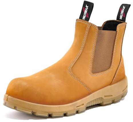 VULTREAK Composite Toe Chelsea Work Boots for Men and Women, S3 Certified Waterproof Safety Boots, Kevlar Puncture-Resistant Midsole, Slip-Resistant Work Shoes for Construction, Roofing, Warehouse & Industrial Work