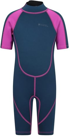 Mountain Warehouse Kids Shorty Wetsuit - Flat Seams, Easy Glide Zip Children's Wetsuit, Neoprene Swimming Wetsuit, Adjustable Neck Closure Diving Suit - for Surfing, Pink, 11-12 Years