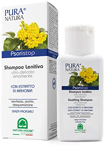 Natura House PSORISTOP Shampoo Lenitivo, Ultradelicato, Emolliente in caso di Psoriasi - Combatte Desquamazione del cuoio capelluto e Prurito - 99,2% Naturale - 250ml