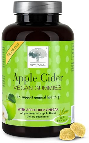 New Nordic Apple Cider Vinegar Gummies - 60 pk ACV With The Mother - Sugar Free, No Sour Taste & Vegan - Natural Flavour - For Men and Women