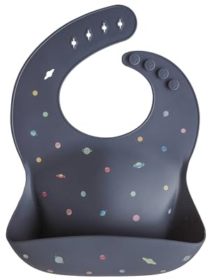 mushie Babero de Silicona para Bebés | Baberos de Alimentación con Bolsillo | Fáciles de Lavar | 4 Tamaños Ajustables | Sin BPA | Accesorio Durable para Niños Pequeños y Niñas | Planets