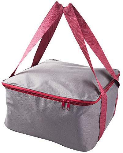 Aufbewahrungstasche 32x32x17cm grau-weinrot - Keder-Nahtverstäkung - Reißverschluß - Futter - 2 Henkel - Tragetasche Campingzubehör - Schutzhülle - Utensilientasche Tasche für Melamingeschirr Outdoor