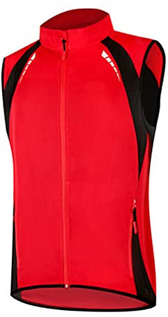 SFITVE Alta visibilità Veste da Ciclismo,Gilets da Ciclismo da Uomo Impermeabile Antivento, Canotta da Bicicletta Anti-umidità,Maglia da Ciclo Senza Maniche con Riflettente(Size:XL,Color:Rosso)