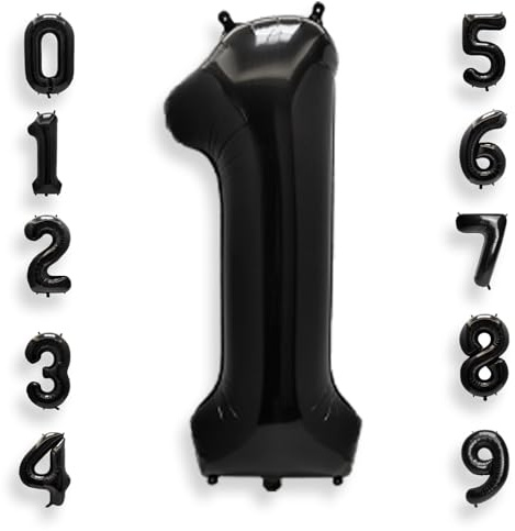 AULE Black Large Number 1 Balloon: 40 Inch Big Foil Number Balloon, 1 Count, Boys, Girls, Birthday, Baby Shower, Wedding, Anniversary, Children's Party Balloons