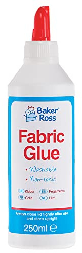 Baker Ross FX812 Fabric Glue - 250ml Bottle, Fabric Glue for Crafts