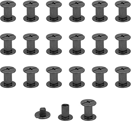 20 Pcs Chicago Screw Posts,M5*8mm Rivet Chicago Binding Screws Bright Black | Metal Rivet Replacement Repair for Bags, Collar, Harness, Luggage, Purse, Dog Lead, Backpack, Belt