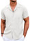 COOFANDY Mens Shirts Summer Shirts Short Sleeve Casual Holiday Shirt Cuban Shirt Beach White 3XL