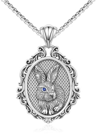 REDSUN Kaninchen Kette für Damen 925 Sterling Sliber Retro Hase Halskette Niedliche Tier Anhänger Schmuck Geschenk für Mädchen Hasenanhänger