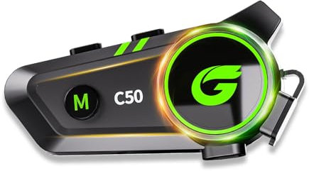 ZHIDUOXING Motorcycle Bluetooth Headset,C50 Motorcycle Intercom 2 Riders Automatic Reconnection,Motorbike Intercom Auto Answer/Voice Control/Active NoiseReduction/IP67 Waterproof(1Pack)