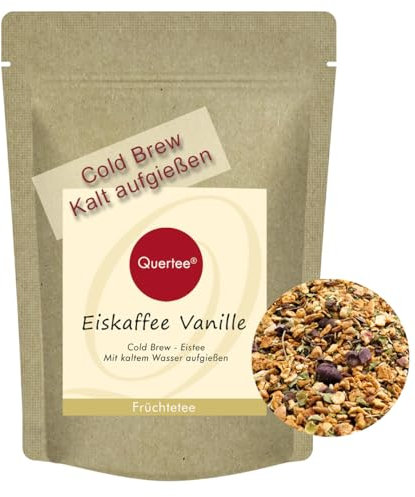 Cold Brew Tee Eiskaffee Vanille Früchtetee mit Kaffee-Vanille Geschmack und leckeren Zutaten - Perfekt für heiße Tage - 100 g loser Tee