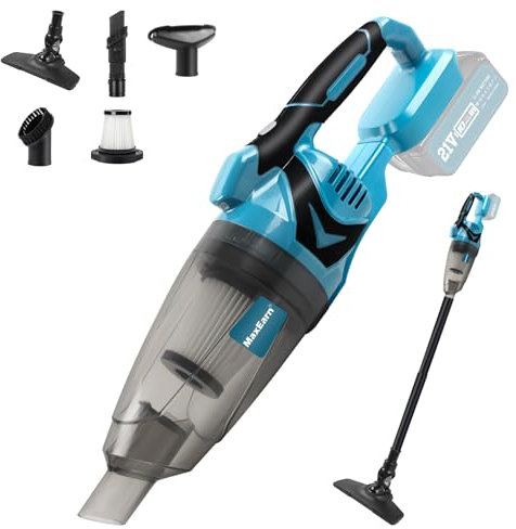 MaxEarn Akku Staubsauger für Makita 18V Batterie, 10500Pa Tragbarer Handstaubsauger, 140W Leistung Auto Staubsauger mit 4 Bürstenkopf, Nass & Trocken Mini Handsauger für Zuhause, Auto (ohne Akku)