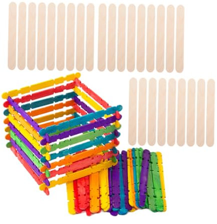 PHENOFICE 100St Eisstock aus Holz Eisstiele zum Wachsen Eis am Stiel, Masse Holzstäbchen zum Basteln Zungenspatel für das Handwerk große Bastelstäbe Wachsstäbe Stöcke zum Basteln Wachsstab