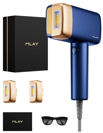 MLAY T14 3en1 Epilateur Lumiere Pulsee avec Fonction de Refroidissement 3℃, 0,5s/flash,500 000flashs, Epilation Laser Femme Homme Visage Bikini, Indolore pour Le Corps Entier Epilateur Laser(HR+BK+FA）
