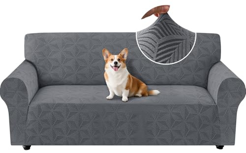Ystyle Elástica Funda Sofa 3 Plazas, Universal Fundas De Sofa con Reposabrazos, Couch Cover Antiarañazos Antideslizante, Protector Sofa Antimanchas Ajustables, Anti Perros Gatos, Gris Claro