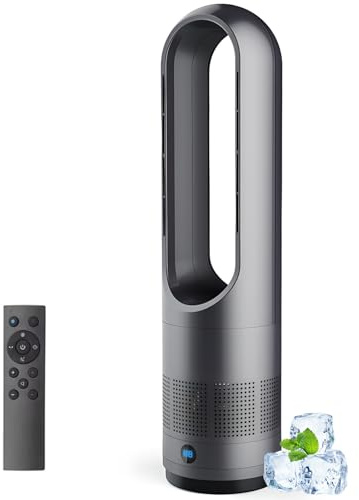 Varmt Och Coolt Tornfläkt Med Fjärrkontroll, 18 Tum Bladlös Fläkt Med 8 Hastigheter, Oscillerande 80 °, 8h Timer, Bärbar Luftrenare Standing Fans Led Display, Luftcirkulerande Fläkt För Inomhuskontor