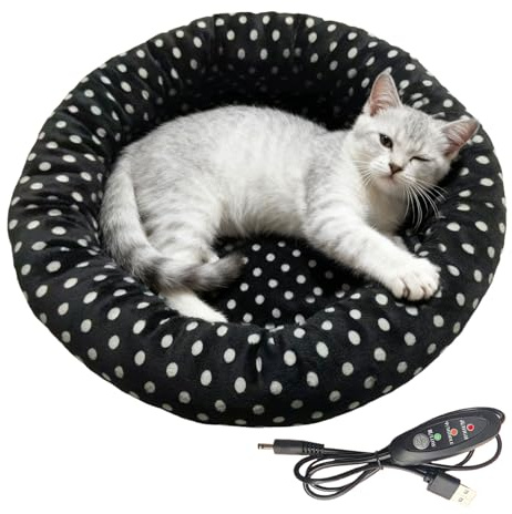 Tappetino riscaldante USB per animali domestici - Accogliente cuccia riscaldata per gatti interna, tappetino in peluche a tre impostazioni calde, posto per dormire lavabile in lavatrice | Inverno