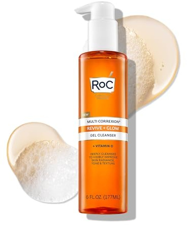 RoC Multi Correxion Revive + Glow Gel Vitamin C Cleanser, Face Wash, Facial Cleanser with Glycolic Acid, Paraben-Free, Sulfate-Free Skin Care - 6 Ounces