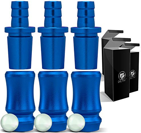 DILAW® Shisha SKITTO Aluminium Schlauchadapter 18/8 Schliff Set 2-teilig Universal Hookah Wasserpfeife Alu Manyak,Opal,Vatos, Farbe:Blau, Menge:3er Pack