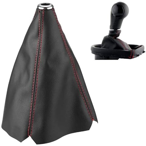 FTVOGUE Funda universal para palanca de cambios, Cubierta de la palanca de cambios, color negro brillante, de piel sintética, para palanca de cambios, funda de palanca de cambios, color rojo