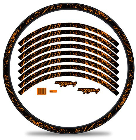 Finest Folia 16-delat set fälgkantsdekal klistermärke för cykelfälgar i racingdesign komplett set för 27 tum 29 tum för vägcykel mountainbike MTB balanscykel RX025 (Neon orange, matt)