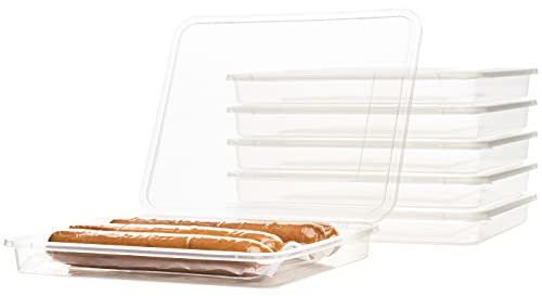 QILZO® 6 Recipientes apilable para Loncheados, Conservación embutidos, Porta quesos, Organizador nevera Preservación alimentos Fabricado en España 22x17x2.5cm