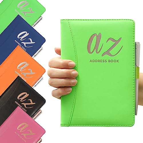 Grön a till z telefonadressbok A-Z index hårt bakstycke plus penna A5 adressbok hemmakontor arbete (ny stil grön)