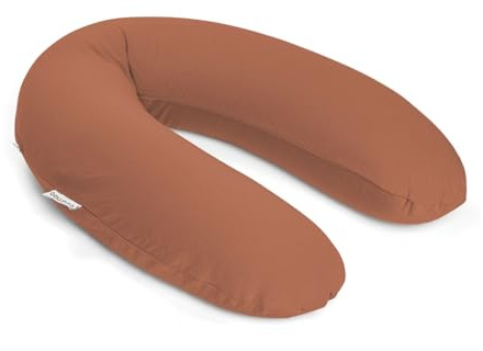 doomoo Coussin de Grossesse & Coussin Allaitement Buddy 180 cm - Ultra Confort pour Dormir pendant la Grossesse - Soulage dos, jambes & ventre - Housse Bio, Lavable & OEKO-TEX, Tetra Jersey Terracotta