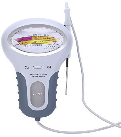 Tester digitale portatile portatile, tester di qualità dell'acqua 2 in 1 Misuratore di pH e livello di cloro CL2 per monitoraggio dell'analisi della qualità dell'acqua potabile Piscina Spa