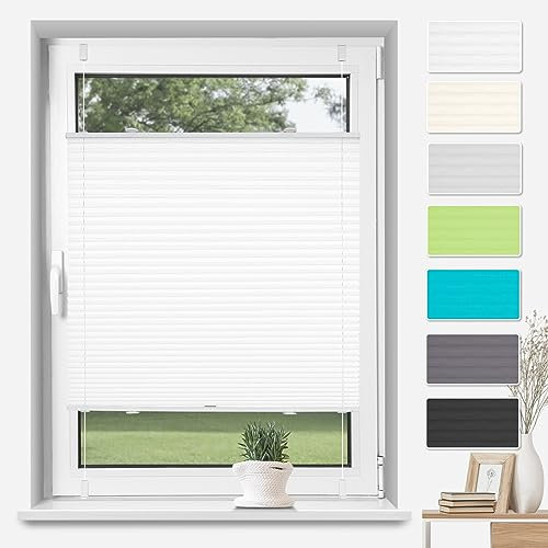 TFSKY Plissee Klemmfix ohne Bohren Weiß B70 x H200 cm, Plisseerollo Jalousie Lichtdurchlässig Faltrollo Easyfix Sonnenschutz und Sichtschutz für Fenster & Tür