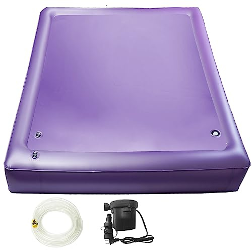 Free Flow Full Wave Water Bed Mattress - PVC Square Purple Softside Water Bed, Comfortable and Foldable Water Mattress Set for The Elderly, Children and Adults (Queen, 60×80x7.9inch)