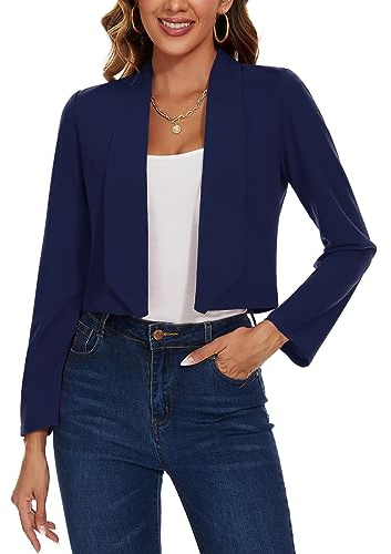 MINTLIMIT Womens Cropped Blazer Open Front Suit Jacket Long Sleeve Blazers Casual Cardigan Shawl Lapel Outerwear