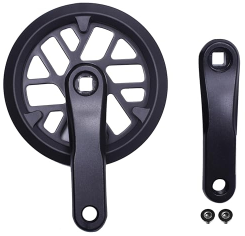 PROWHEEL Junior & Kids Crankset,76MM/89MM/102MM/114MM/127MM/140MM/152MM/160MM/165MM 25T/28T/30T/32T/36T Square Hole Bike Crank Arm Set,Double ChainWheel and Replacement Chain Guard