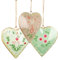 Logbuch-Verlag 3 Herzen zum Aufhängen Frühling Ostern Metall Deko Anhänger 10 cm Gold grün pink Scandi Hygge