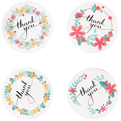 JCUGSBS Merci Autocollant 120 Pièces Etiquettes Autocollantes Faites à la Main Rondes Stickers Autocollants pour Les Emballages Cadeaux Enveloppes Carte Le Mariage Anniversaire de Fête