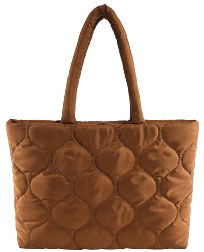 Makukke Puffer Tote Bag Aesthetic Gesteppte Tasche Damen Umhängetasche Shopper Stepptasche Tasche Schultertaschen für Arbeit Büro Reisen Einkaufen Schule