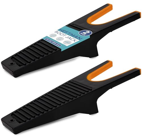 HEFTMAN Stiefelknecht für Gummistiefel - 2er-Pack Robuster Boot Jack, Stabiler Stiefelanzieher aus Kunststoff - Stiefelknechte mit Schuhabstreifer zum Entfernen von Schlamm (Schwarz/Orange)