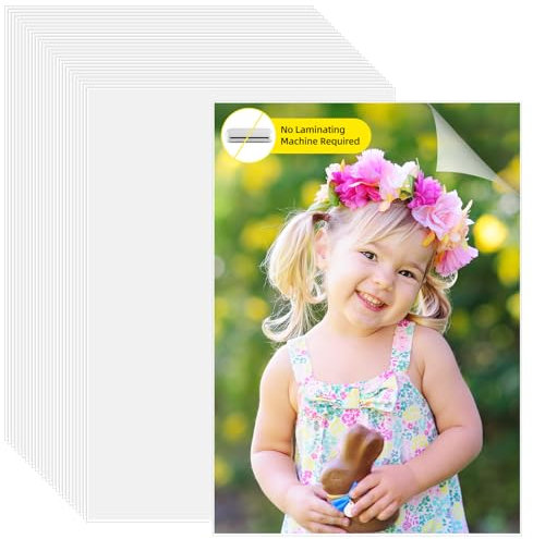 25 Stück Laminierfolien A4 kaltlaminierfolie Transparent Wasserdichte Selbstklebende laminierfolie für Fotos, Visitenkarten, Ausweise, Exemplare, Dokumente, Karten