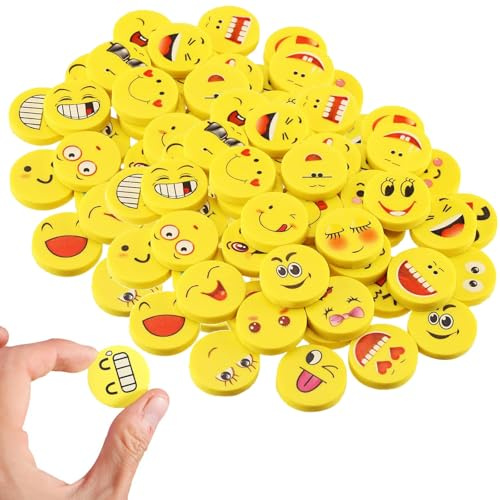 Skrattansikte Suddgummi - 80 Stycken Smiley Mini Suddgummin för Barn - Lämplig Som en Gåva, för Pennor