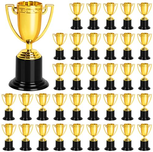 ZZYFGH Mini 36 Pack Trophies, 4 Inch Mini Gold Award Trophy Cup, Plastic Gold Award Trophy Cups, Golden Award Trophy Cups Set for Sports, Party Favors, Tournaments, Competitions