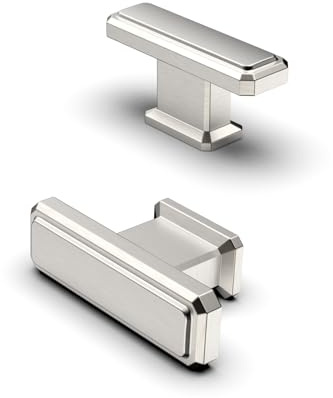 FURNIWARE 10 pezzi Pomelli per mobili in nichel spazzolato, argento T Maniglie per armadi, maniglie da cucina vintage, manopola per cassetti in lega di zinco, maniglie per cassetti, maniglie per