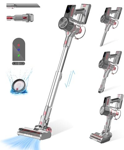 Akku Staubsauger, 2200mAh Staubsauger Kabellos, 26000pa Ultraleichter Kabelloser Staubsauger, Betriebsdauer Bis zu 45 Minuten, Akku Staubsauger tierhaare für Tierhaare, Teppich und Hartböden