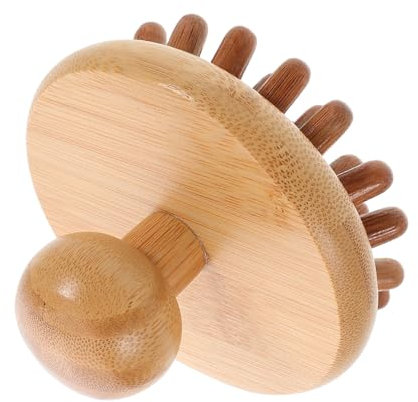Vaguelly Mushroom Shape Handheld Massager Wooden Body Sculpting Tool Wide Tooth Comb Detangler Neck and Back Massage for Manual Muscle Relief