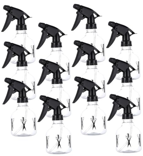 WRITWAA Botellas Pulverizadoras De Peluquería 12 Piezas 250ml Transparentes Pulverizador Multiusos Para Salón De Belleza y Cuidado Del Cabello