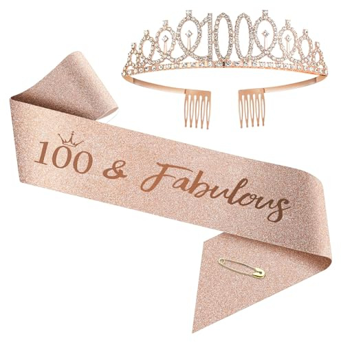 Ensemble écharpe et couronne d'anniversaire de 1 à 100 ans pour femmes et filles (100 ans, standard)
