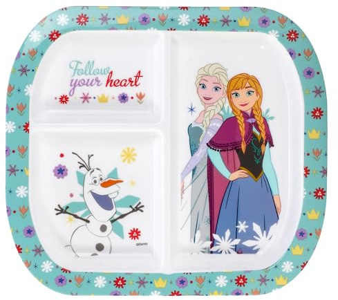 Disney Frozen 3 Section Reusable Childrens Kids Toddlers Divided Breakfast Lunch Dinner Plate