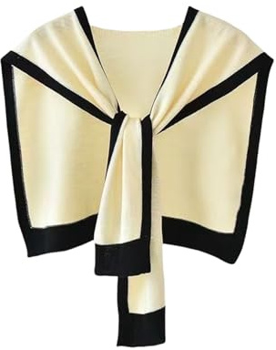 Châle tricoté doux pour femme - Col noué - Col amovible - Tendance - Loisirs - Cardigan, ecru, Taille unique
